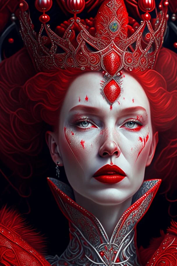 The resplendent and regal Red Queen a captivating subject depicted in a mesmerizing and intricately detailed hyperrealistic highresolution artwork has been causing a stir and capturing the attention of online art communities on popular platforms such as Artstation and Deviantart, the red queen emanates an air of captivating authority in this hyperrealistic high-resolution artwork, her every feature is meticulously depicted with intricate details that mesmerize the viewer, the artwork, trending o