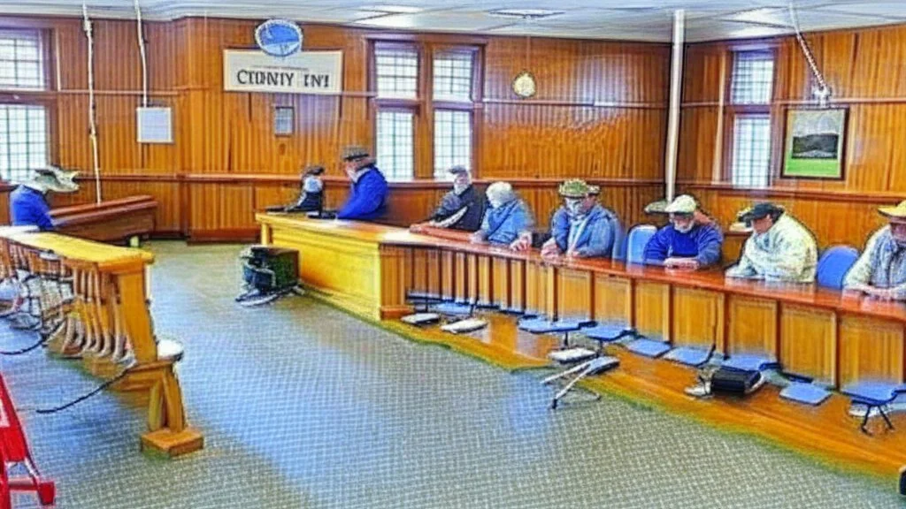 fishing club in courtroom on trial