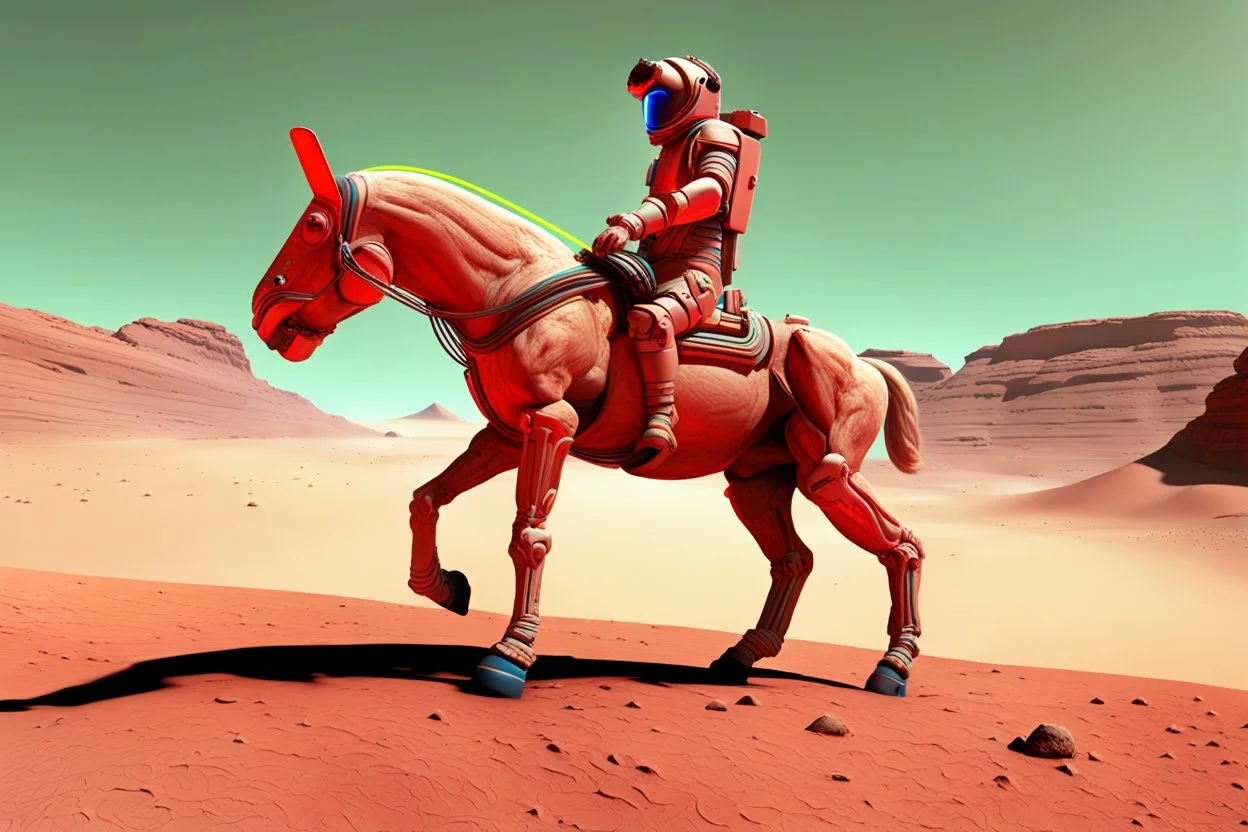 centaur in full-length neon light on Mars