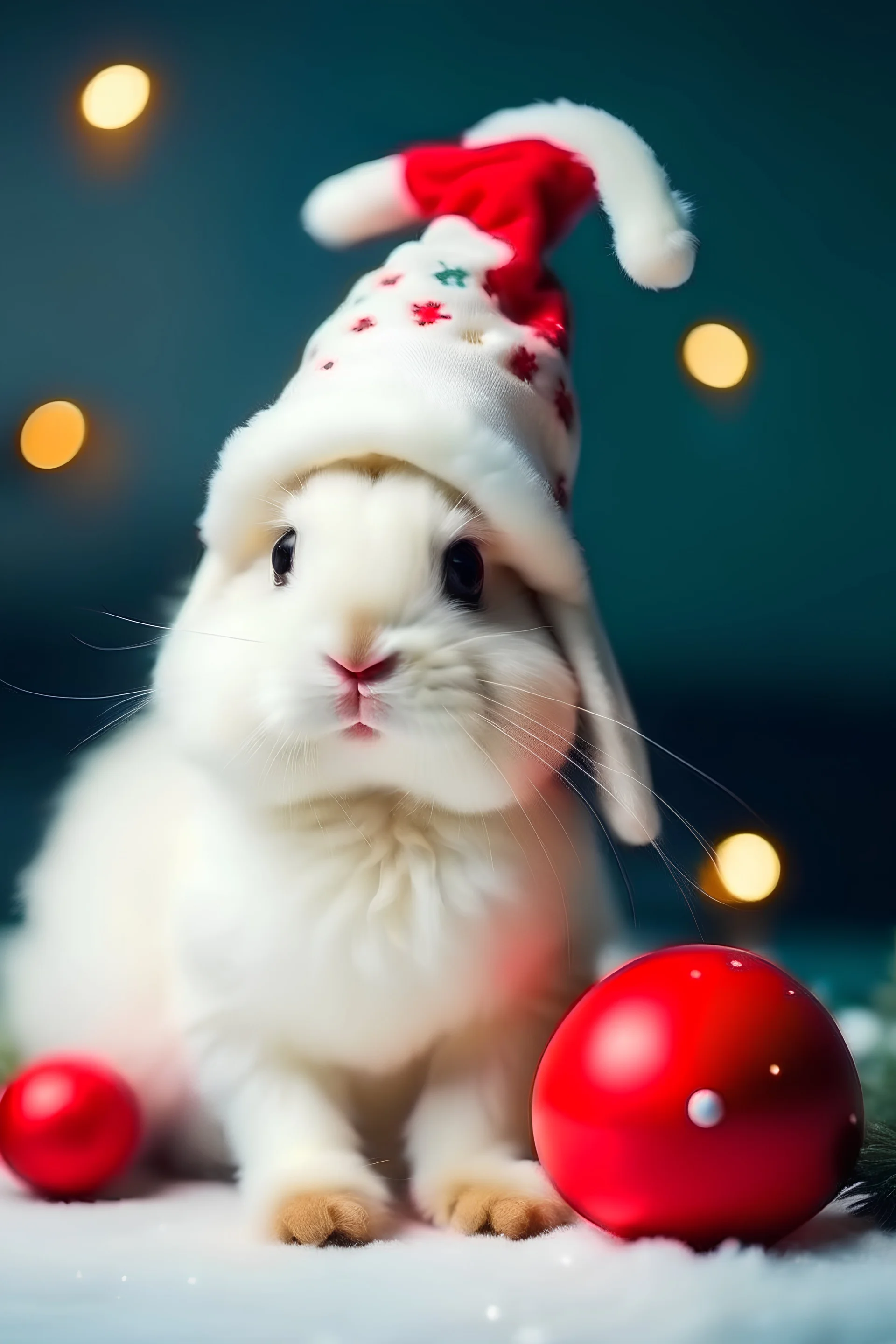 happy christmasrabbit whit a christmashatt