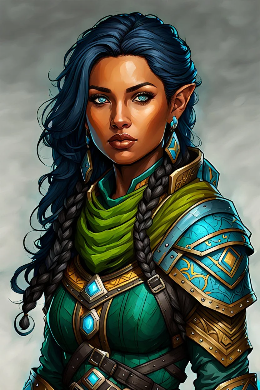 create an iconic female fantasy Pathfinder RPG full body character illustration with highly detailed facial features in the art style of Wayne Reynolds, acrylic on artboard 8k