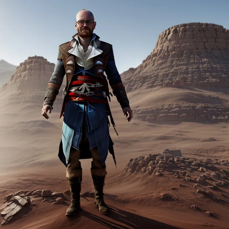 a assassin's creed character walter white in Mars, highly detailed, 3d render