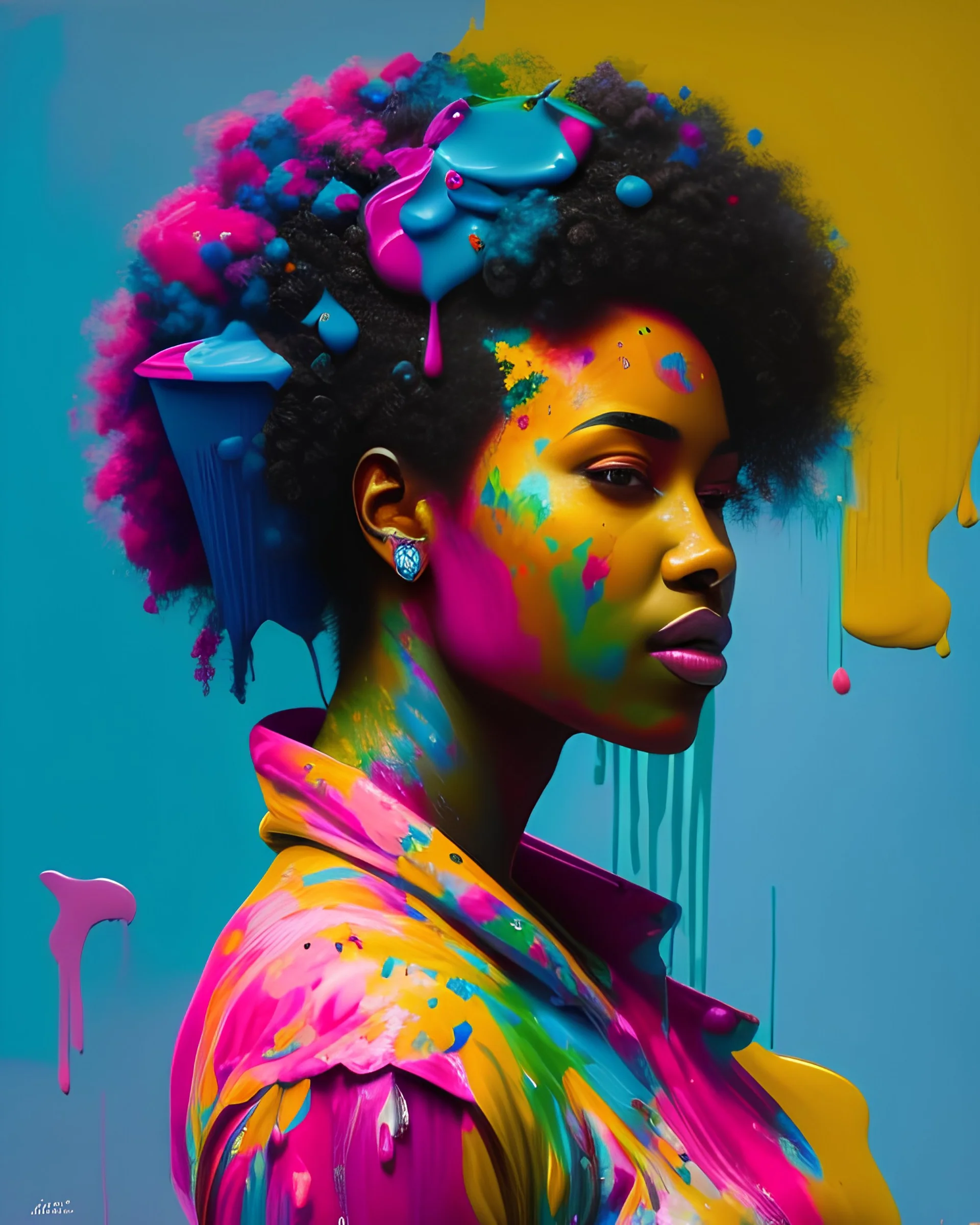 figure of afro woman covered in paint