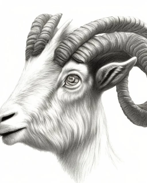 head of a goat drawn in pencil