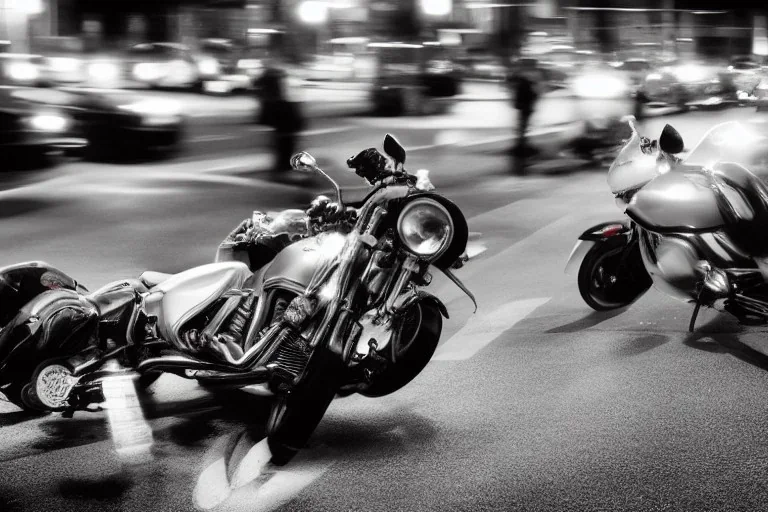 speeding motorcyle, police, night, sharp, science fiction