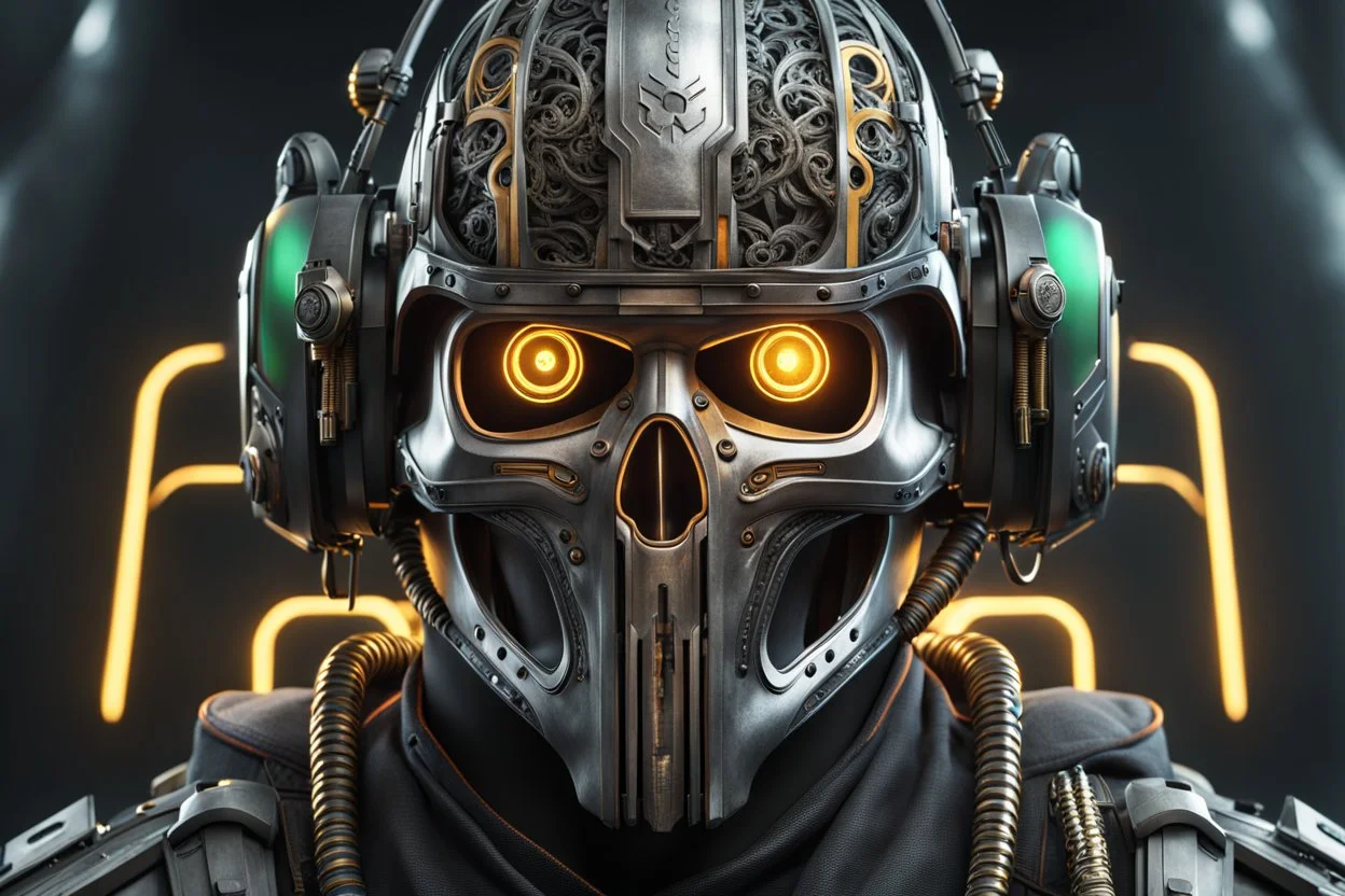 Ghost with skull mask and Body parts mechanism in 8k realistic cgi drawing style, call of duty them, close picture, neon, intricate details, highly detailed, high details, detailed portrait, masterpiece,ultra detailed, ultra quality