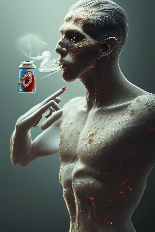 danish man, 4k, trending art, weird perspective, mirrors, reflection, water, smoke, realism, spray paint