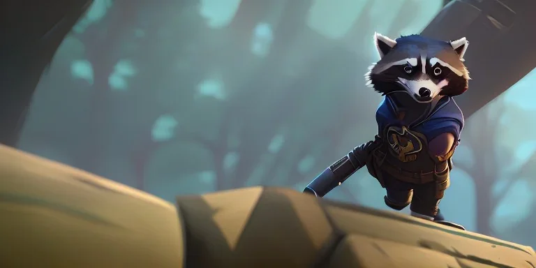 A raccoon with a gun wearing a cape that looks like rocket from guardians of the galaxy