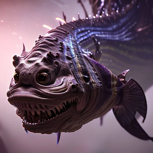 fluid ink angler fish creature, unreal engine 5, 8k resolution, photorealistic, ultra detailed