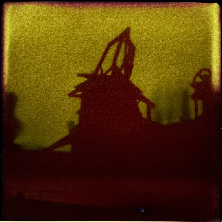 Odd dark street creepy fog colours strong texture artistic polaroid volumetric light, Yves Tanguy, 8k 3d abstractism, person, intricate