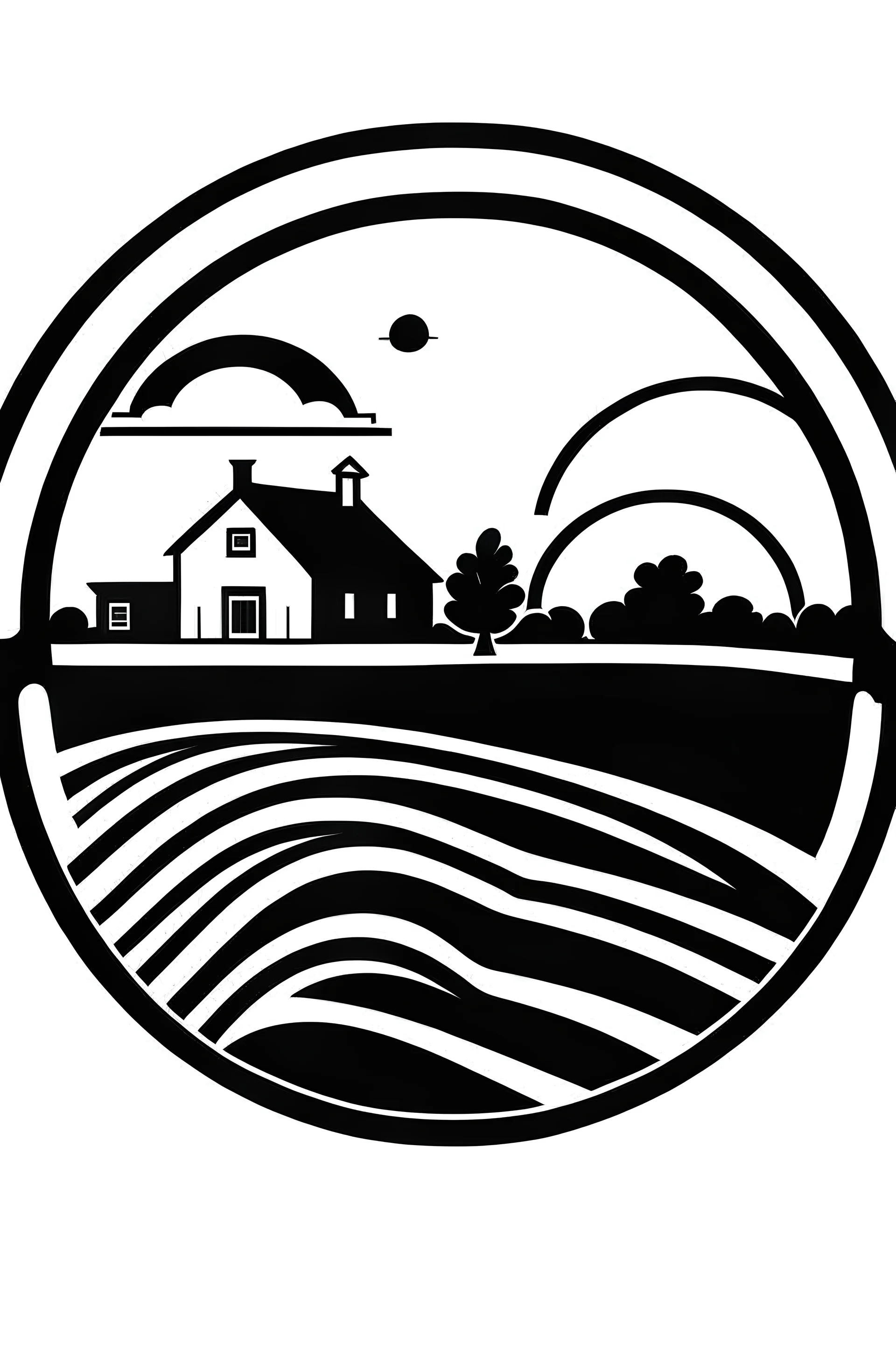 make a new rural development logo with circle form, with black and white