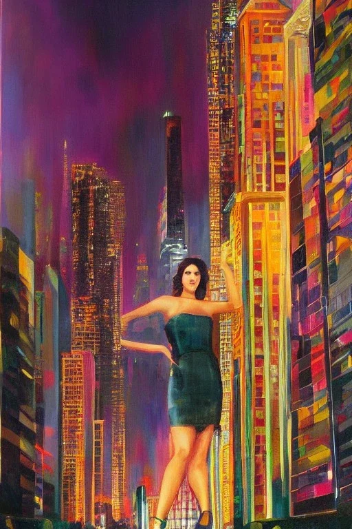 Full body portrait, painting, medium shot lady style of Metropolis