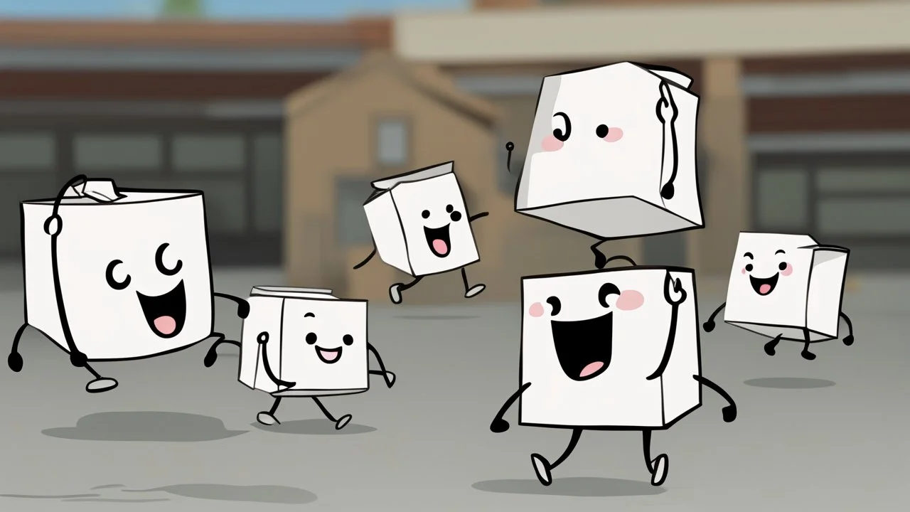 cartoon happy milk carton dancing