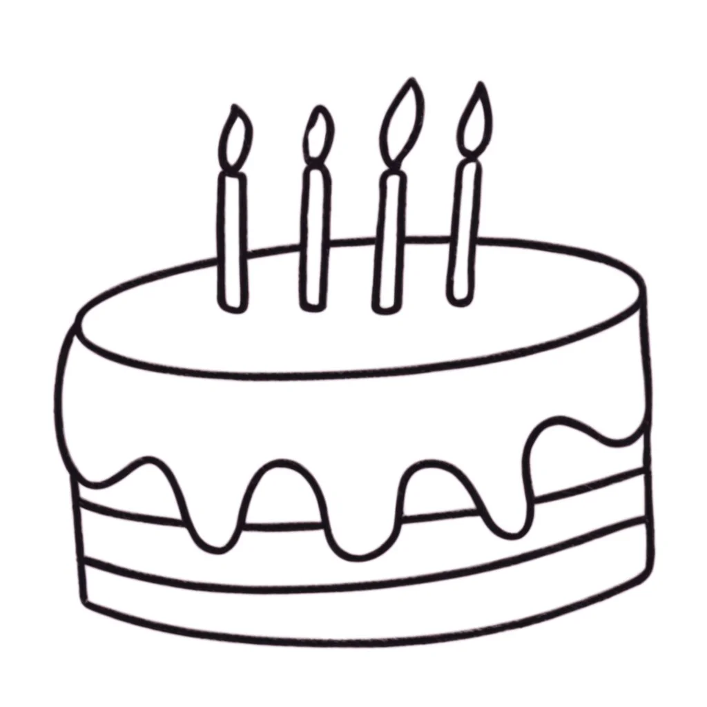 birthday cake, line drawing