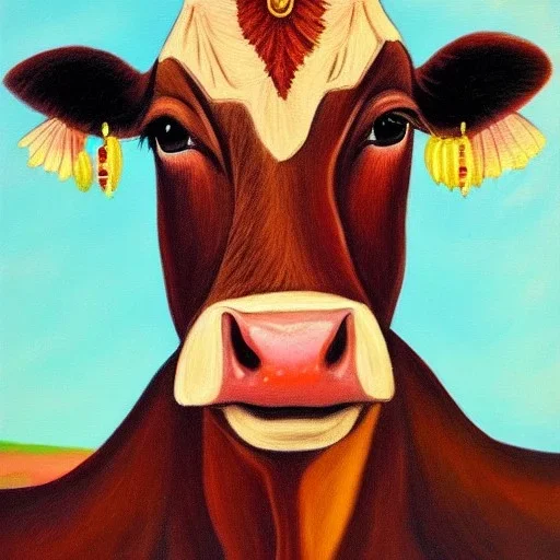 cow with human head indian painting