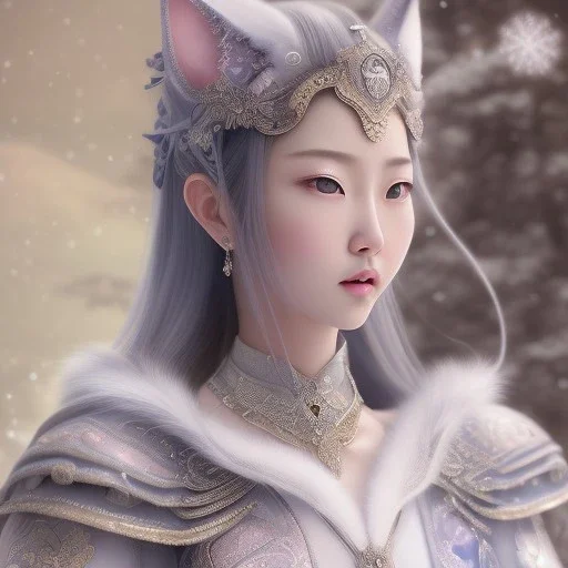 smooth hyper realistic, beautiful Japanese goddess, pale colors, dark cosmos background, cat еye, extremely sharp detail, finely tuned detail, ultra high definition, 8 k, unreal engine 5, ultra sharp focus, accurate sword wings, positive smile, lot of details, fit within portrait, Ambiance winter, perfect composition, perfect hair, perfect hands, finger up gestures