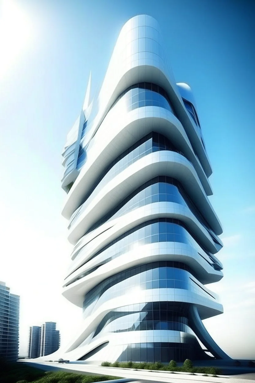 Avengers stark tower buliding architecture futuristic-modern stlye. geometric form,