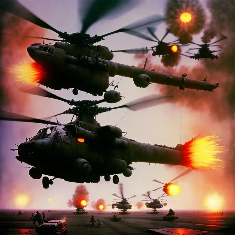 vietnam war. war report. one helicopter. bokeh. lens flare. warm lights. high detailed. beksinski