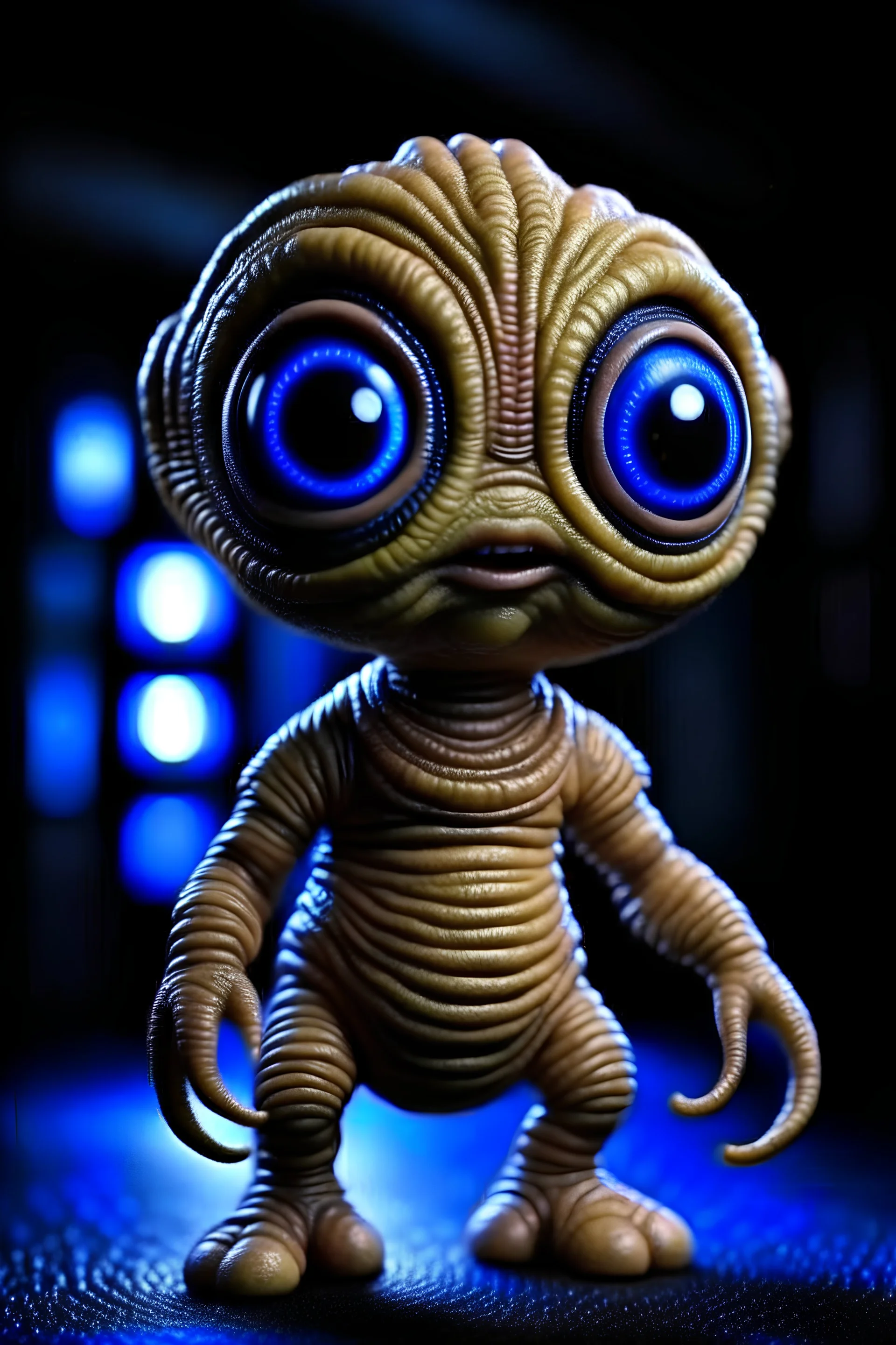 Beautiful cute adorable little chibi alien, 3D, CGI enhanced with rtx, fantasy scene, diorama, ultra HD, 4k, 8k, 16k, cinematic, Golden ratio, by "h r Giger" by "Santiago Caruso"