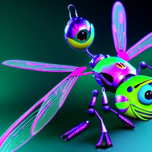 dragonfly robot, pixar style