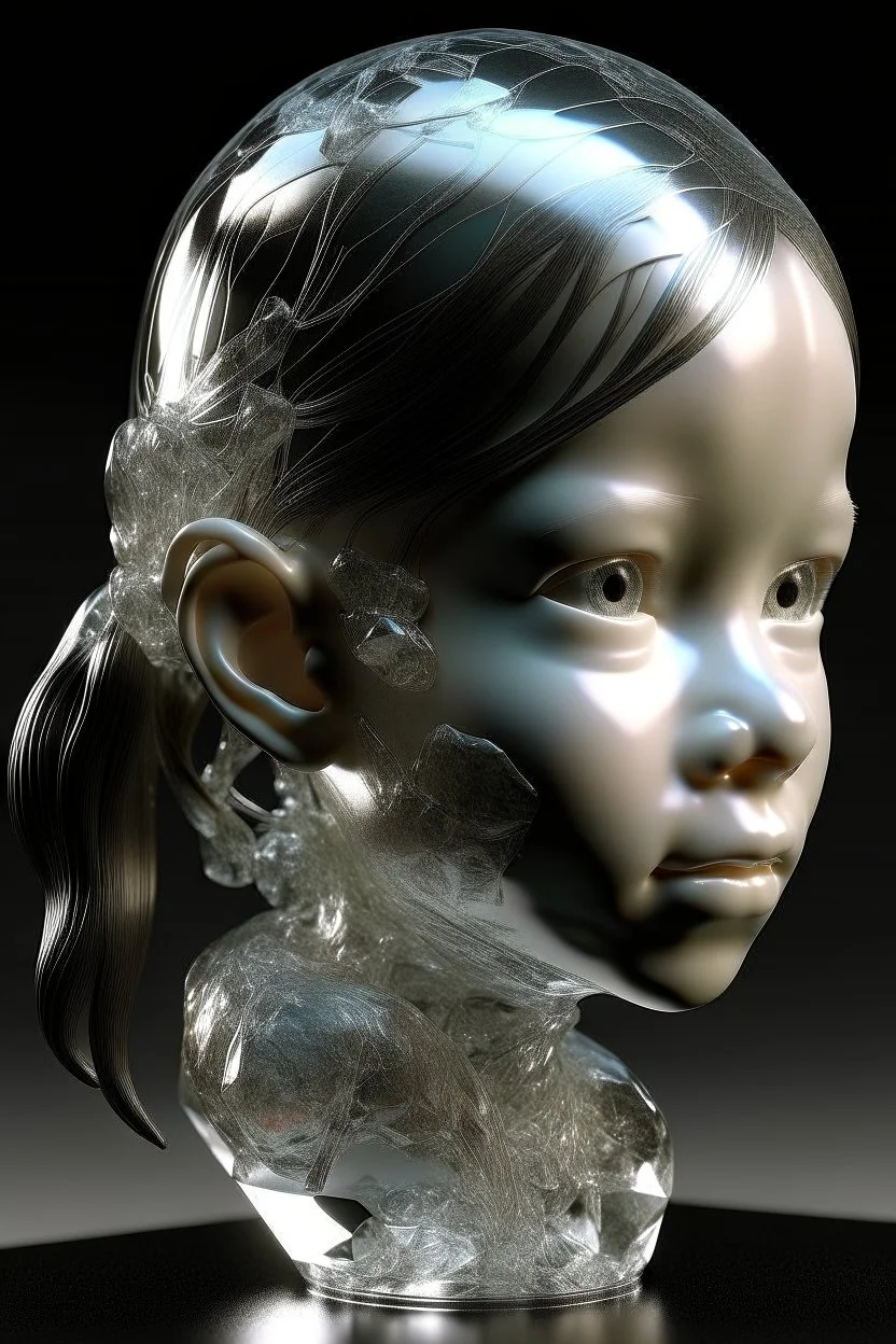 prehistoricore photorealistic transparent hominid crystal girl