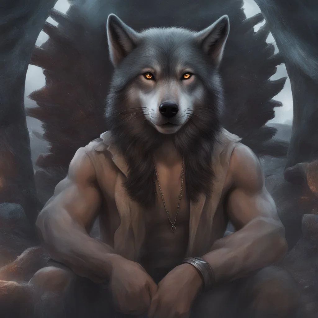 Wolf humanoide mutante arte digital 8k