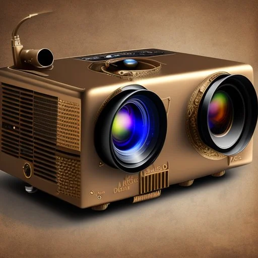 video projector in steampunk style 18th century