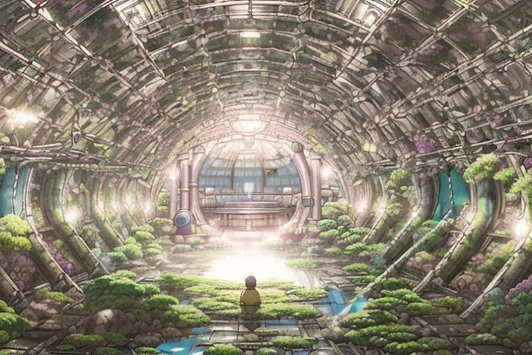 An expansive vault stretches out beneath the Earth's surface, a hidden marvel of solarpunk ethos that combines nature's beauty with cutting-edge technology. This underground sanctuary, more akin to a high-tech greenhouse than a traditional biodome, brings a breath of life and vibrancy to the post-apocalyptic world.