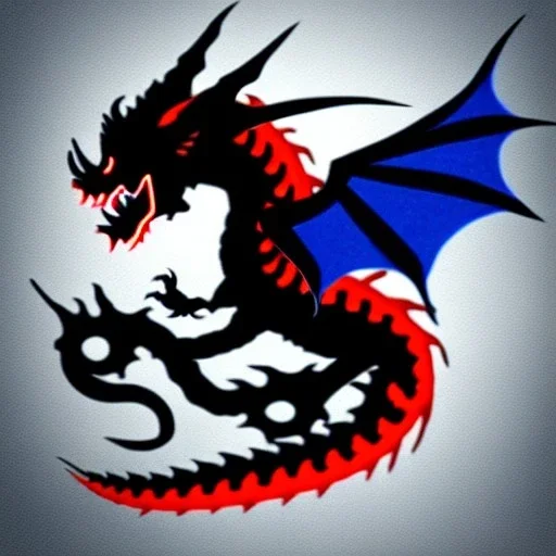 Dragon noir aux yeux rouges, dragon blanc aux yeux bleus