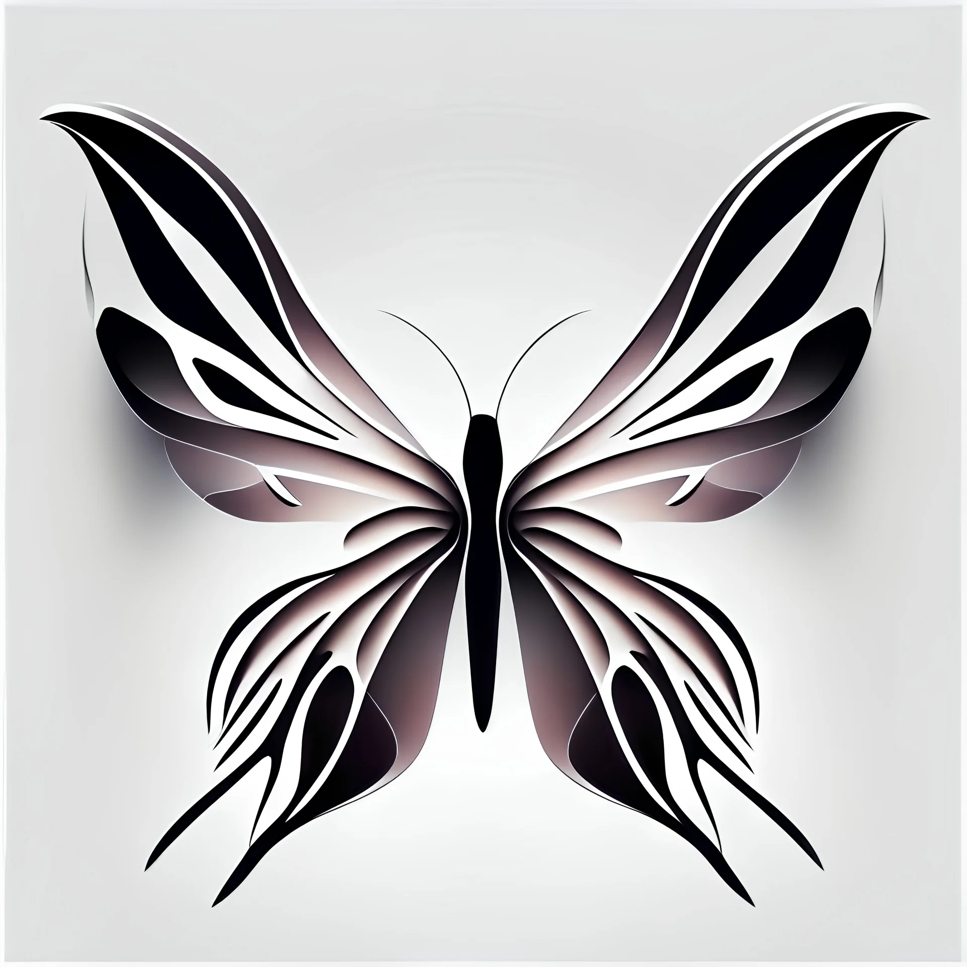 symetry!!, butterfly!!, view from a side, wings waving, logo, NFT, futuristic, curves, lines, shadow, simple, gradient