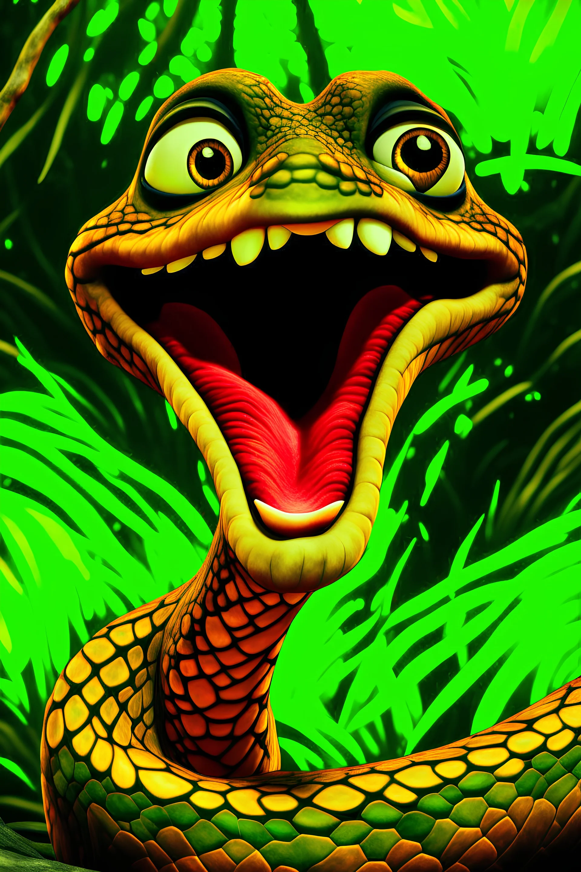 kaa the brown snake from disney's the jungle book using his hypnotic powers
