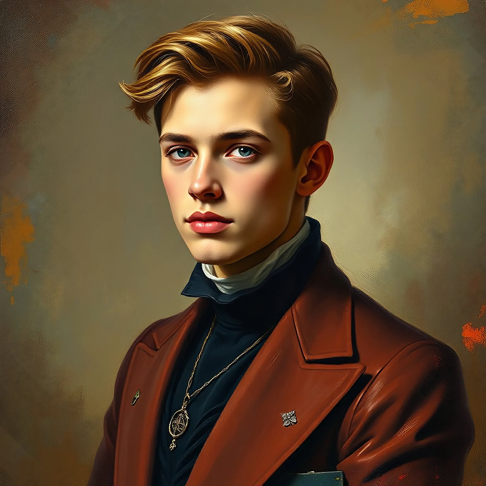 painting of Portrait young man he looks elegant