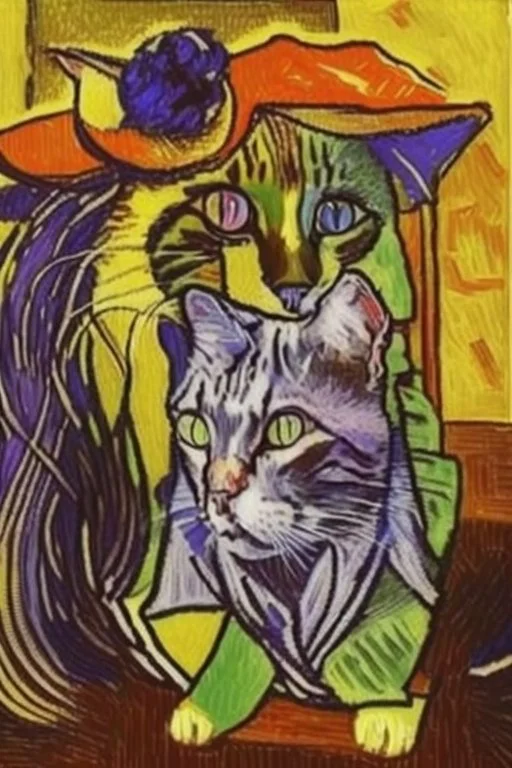 Portrait of a cat by Van Gogh