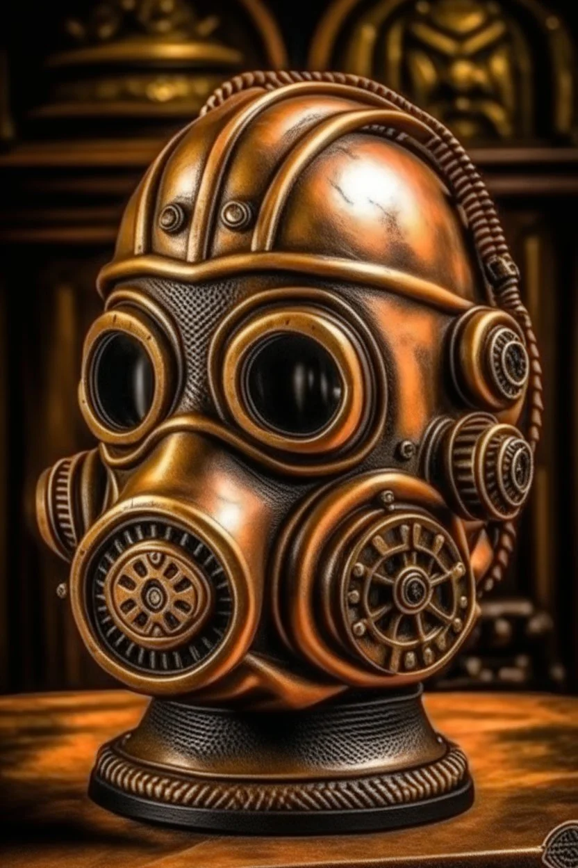 warrior portrait, Bronze metal gas-mask, comic style