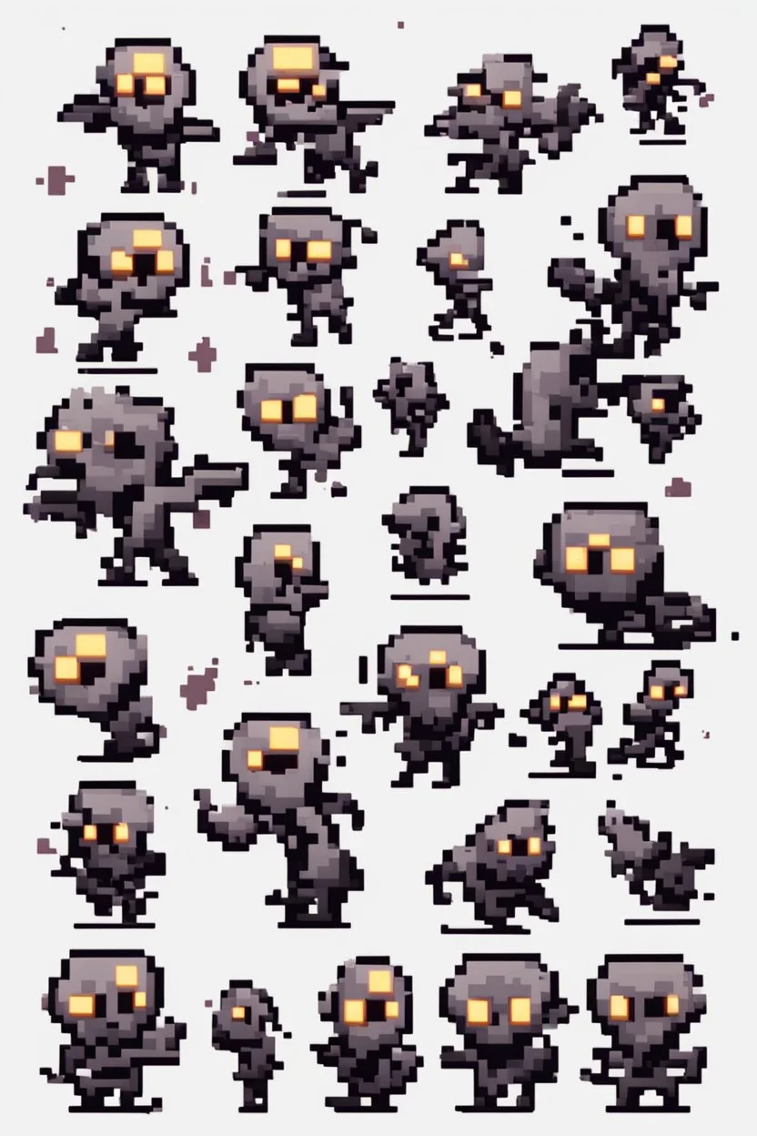 cute pixel undead soul sprite sheet for animation (idle, run, jump movement)