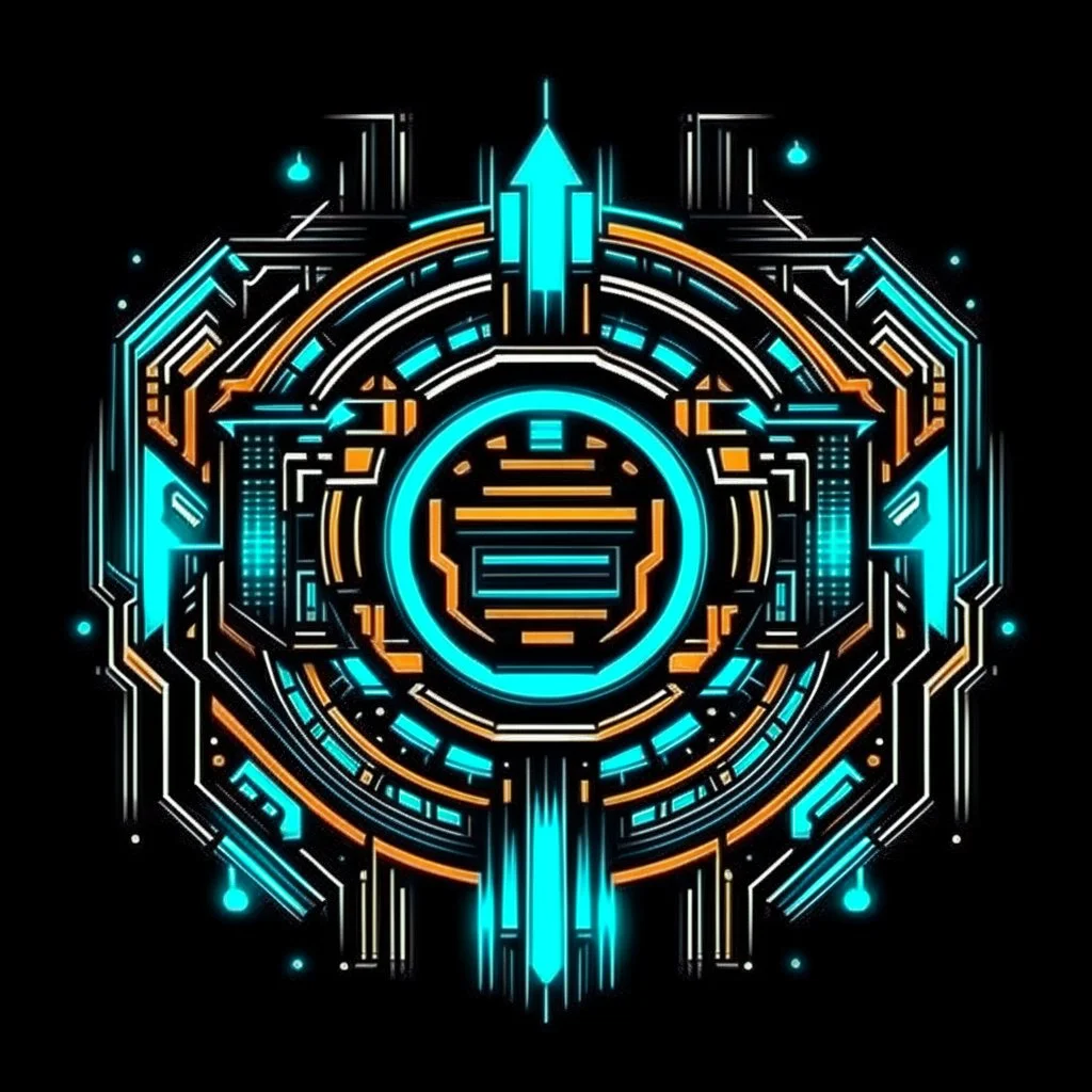 cyberpunk retro futuristic police symbol for comics