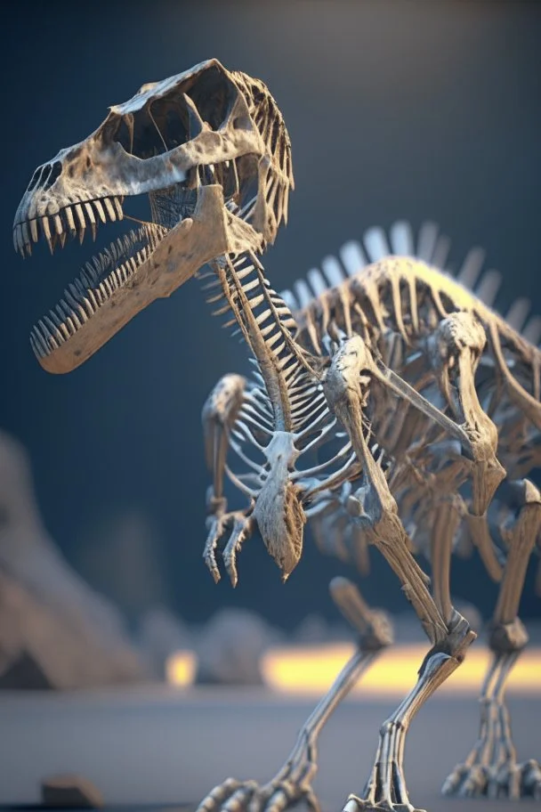 Dinosaur skeleton ,8k,unreal engine, very detailed, cinema 4D, perfect angle