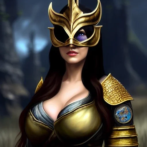 Ultra detailed fullbody Portrait in oil on canvas of beautiful busty woman with Skyrim Dragon priest mask and ARMOR,extremely detailed digital painting, extremely detailed face,perfect crystal clear Big Glowing eyes, mystical colors ,perfectly centered image, perfect composition, rim light, beautiful lighting, 8k, stunning scene, raytracing, anatomically correct, in the style of robert e howard and Ken Kelley and Ohrai Noriyoshi and Simon Bisley and tomzj1