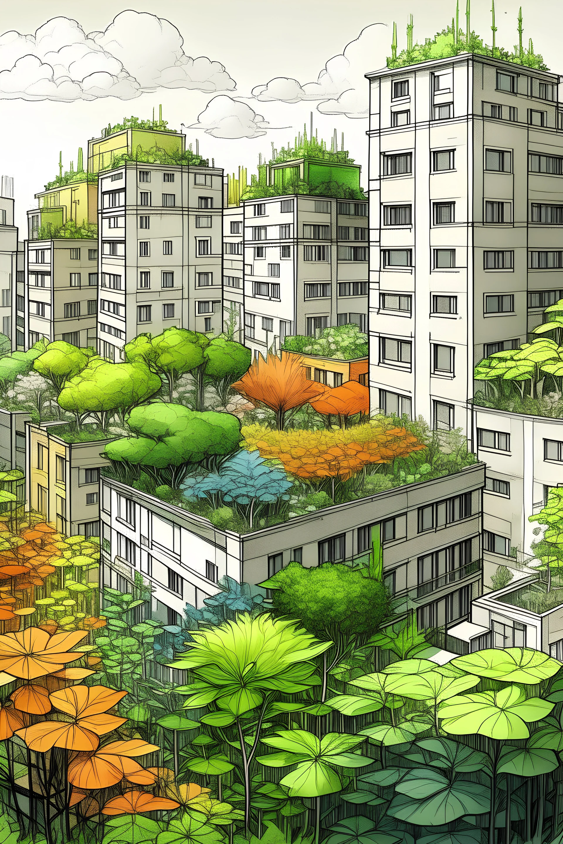 Drema city, plants, drawing, color, beutiful