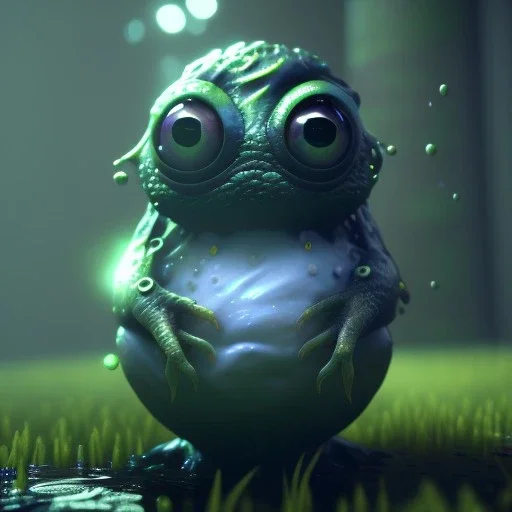 Cute fluid ink creature, big black eyes, unreal engine 5, 8k resolution, photorealistic, ultra detailed, by greg rutowski