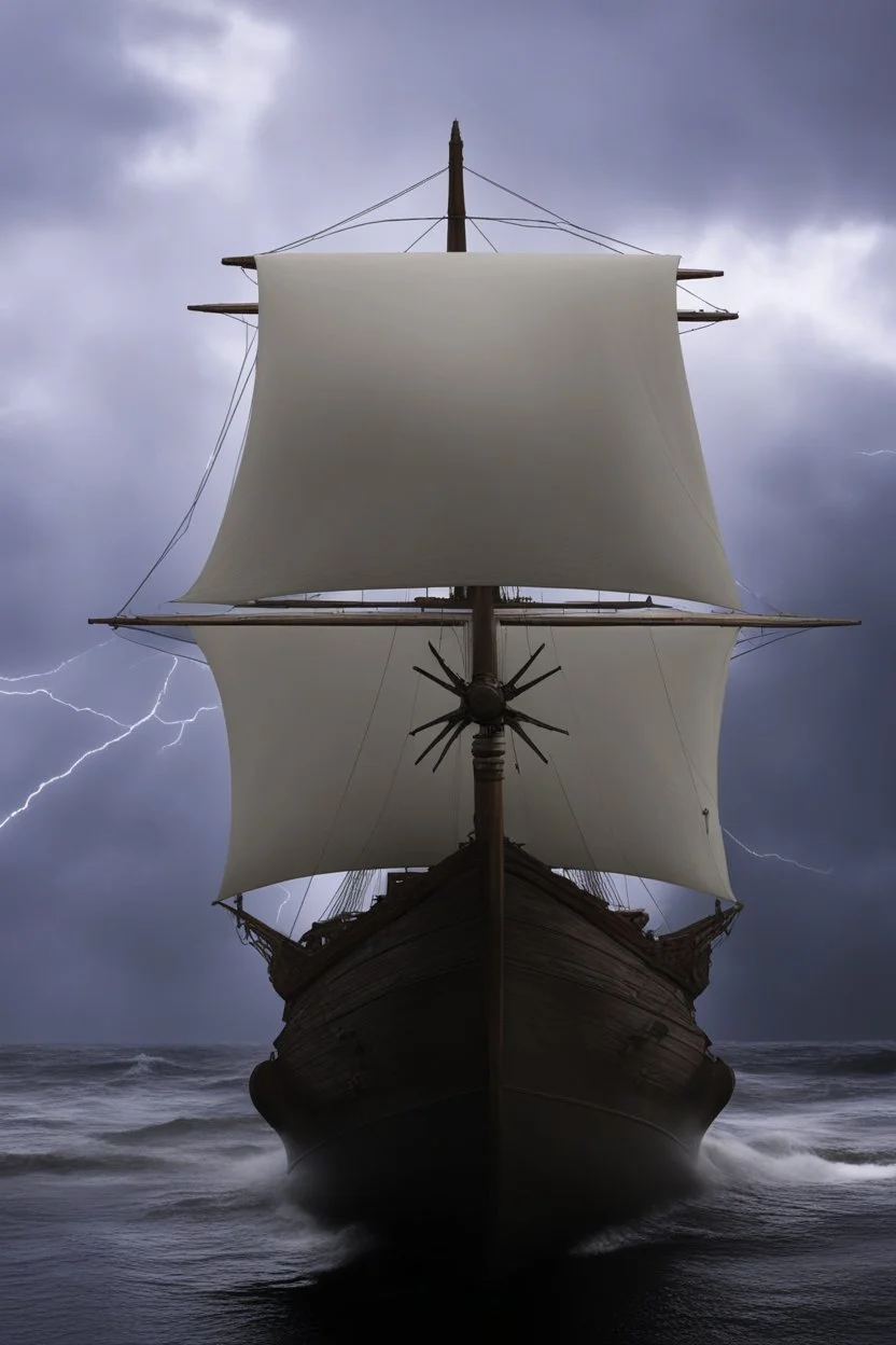 fantasy wooden ship in storm