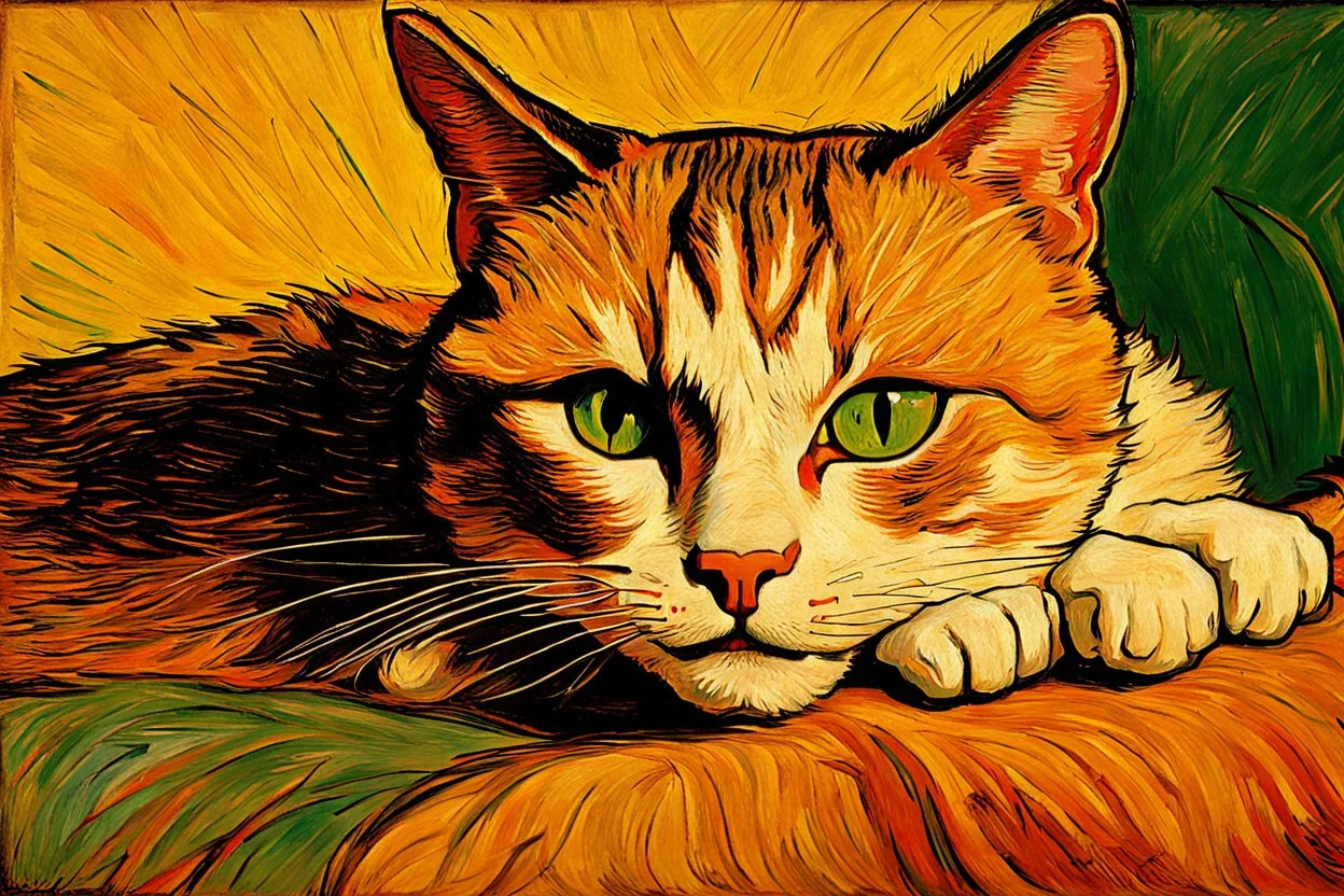 Portrait of a cat by Van Gogh