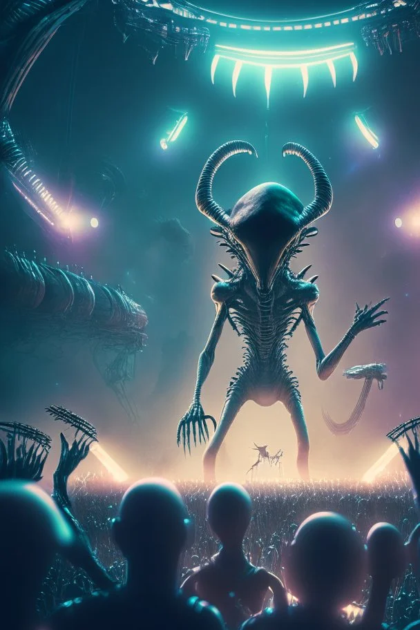 Alien concert , HD, octane render, 8k resolution
