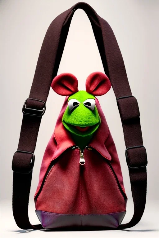 Fashion bag made with muppet fabric, fashion photo studio, clean background, unreal engine 5, ray tracing, RTX, lumen lighting, ultra detail, volumetric lighting, 3d.