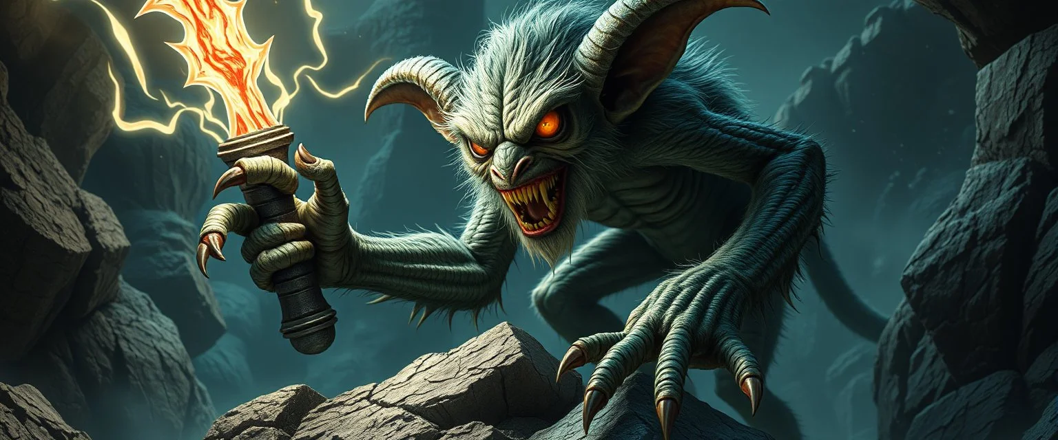 smite by god was the evil furry goblin gremlin man in the style of Escher and Giger.