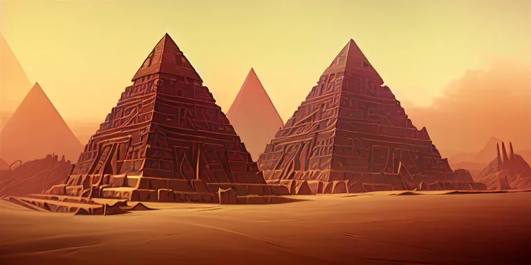 vintage photography of a lost city in the desert a five-sides pyramide