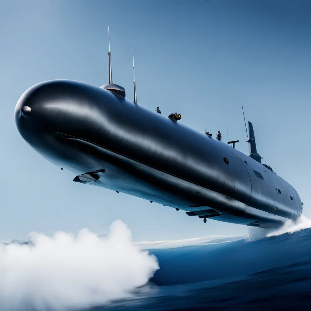 A high altitude submarine performing a sharp turn.