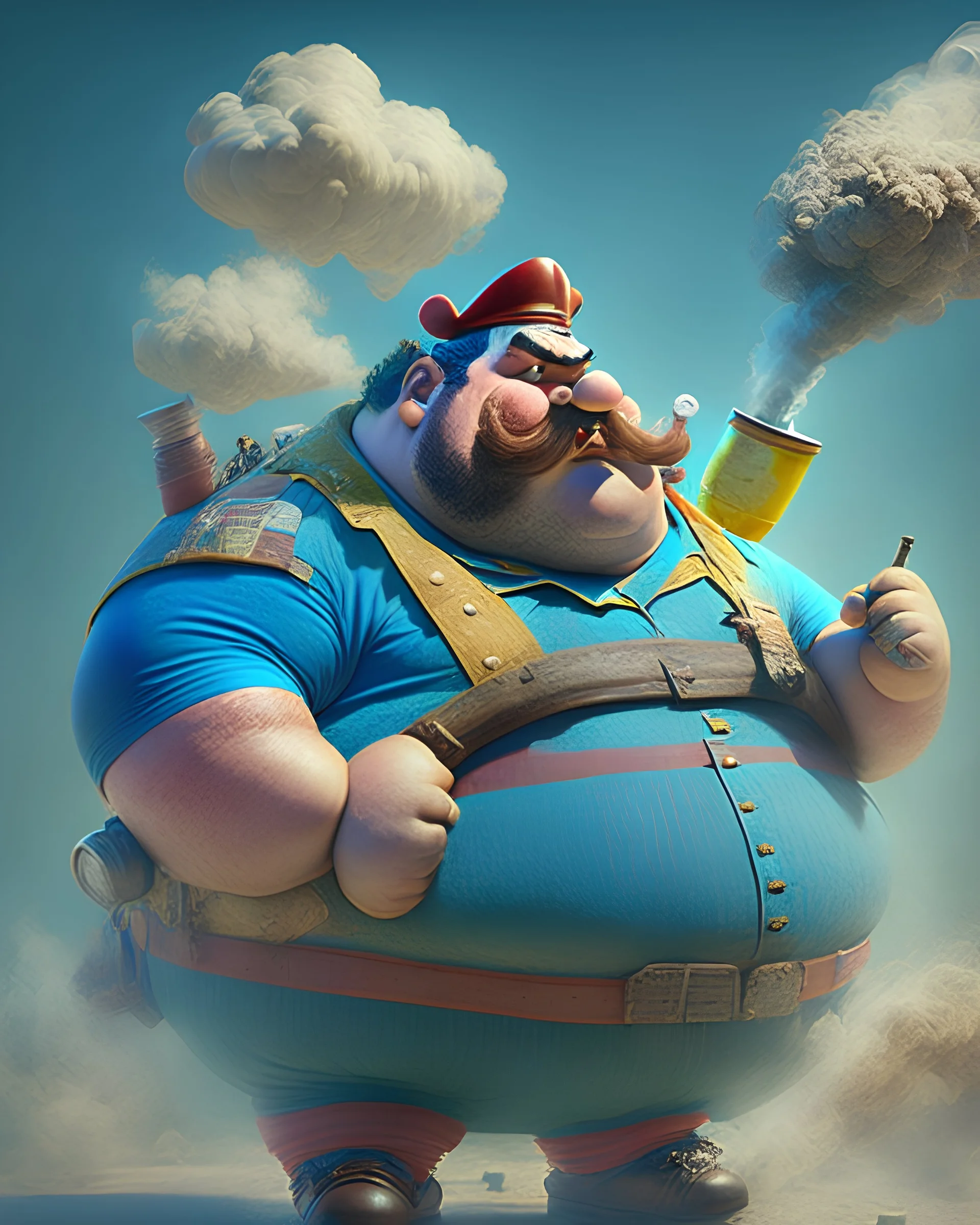 gigantic hugh fat hairy plumber man wear...