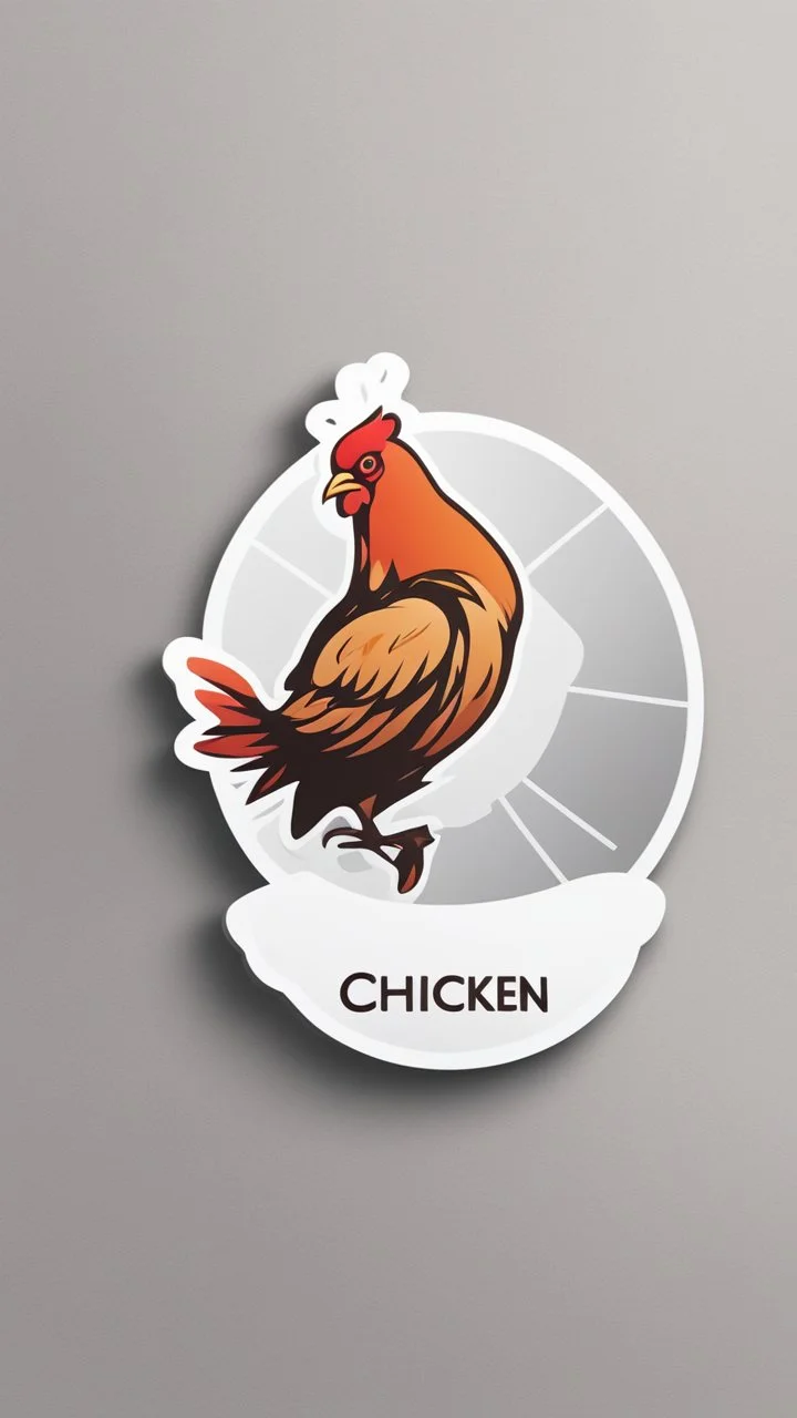 Generate a circular sticker design with the text 'Chicken' in the center. Ensure the background is clean and minimalist, providing a polished and professional appearance. The focus should be on the clarity of the text and the simplicity of the overall design, making it suitable for various applications.