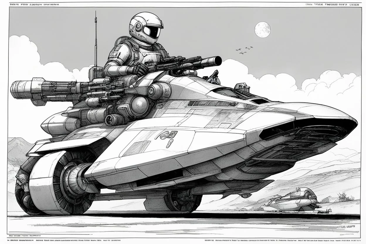 [diagrams by W. Heath Robinson] stylesheet design: Featured in RIFTS Northern Gun 2 published by Palladiumbooks, this is a NG-R33 Viper Ride Armored pilot atop of the NG-488 Cobra Turbo Hovercycle resting out on the outskirts of RIFTS Earth. [with characteristics and instructions]